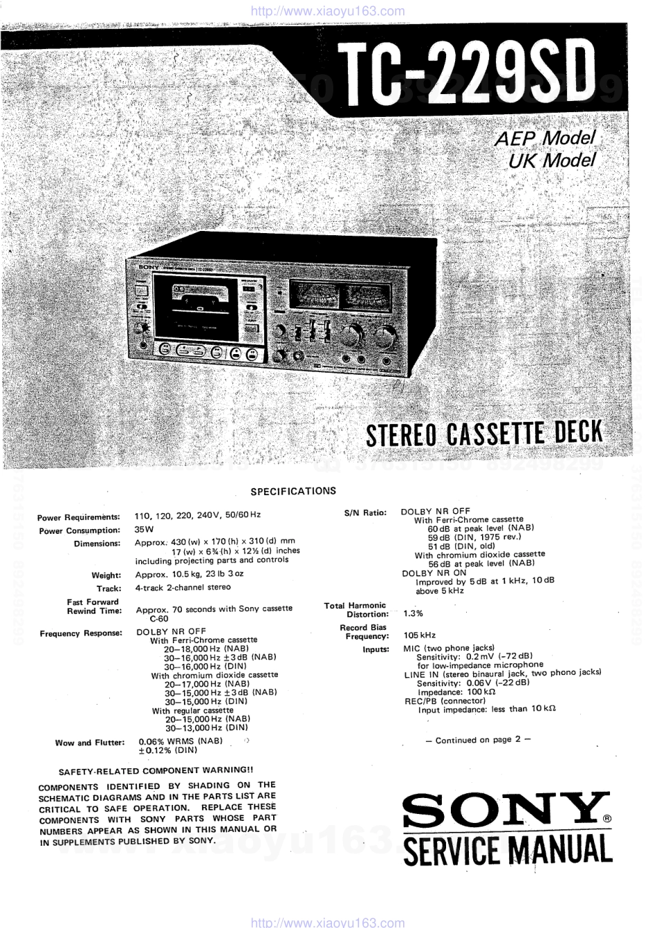 索尼SONY TC-229SD电路图.pdf_第1页