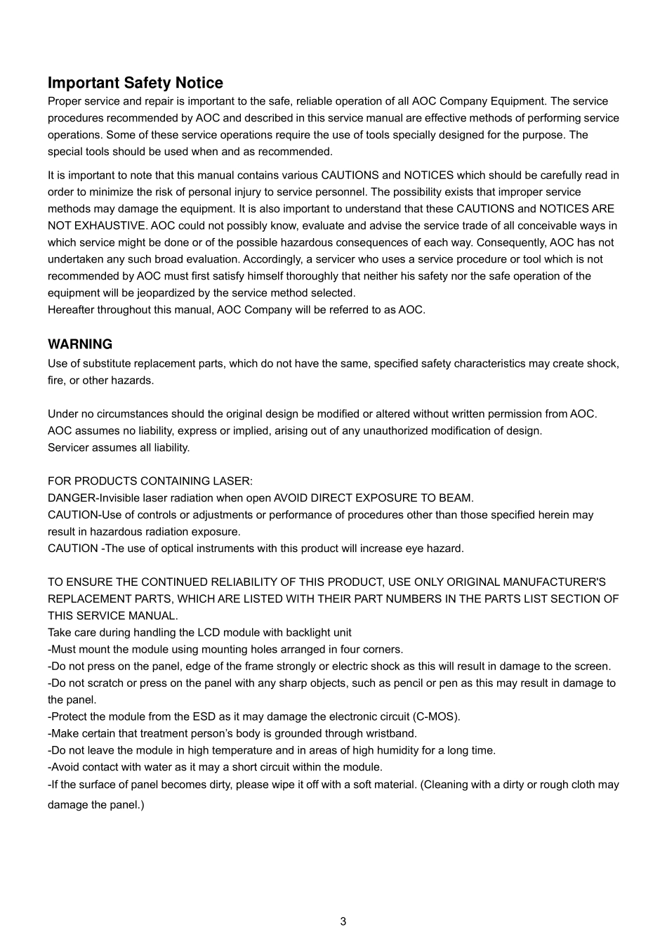 AOC冠捷E2260SWDA液晶显示器维修手册_冠捷E2260SWDA.pdf_第3页