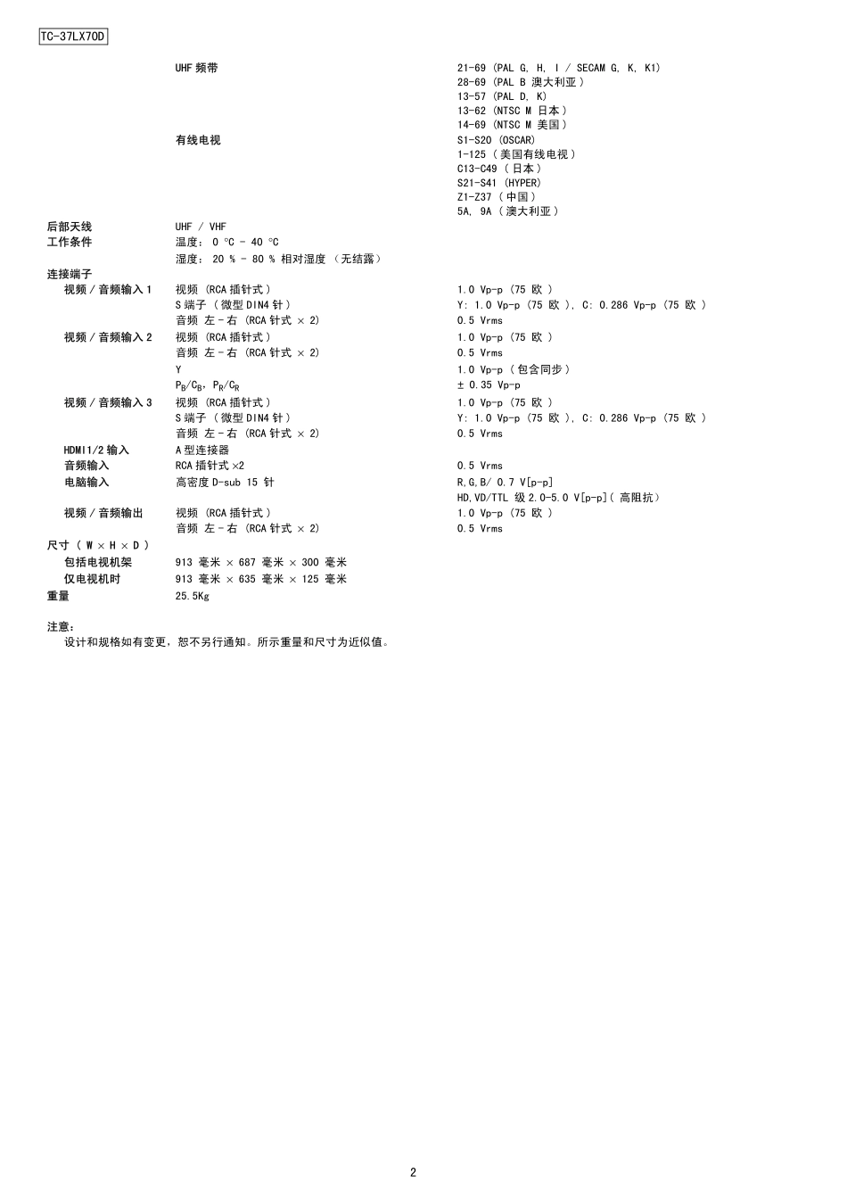 松下TC-37LX70D液晶电视(LH60机芯)维修手册_松下-TC-37LX70D-中文维修手册.pdf_第2页