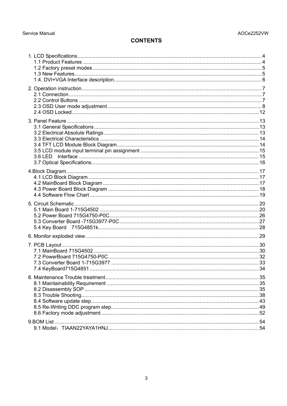 AOC冠捷e2252VW液晶显示器维修手册_AOC_e2252VW.pdf_第3页