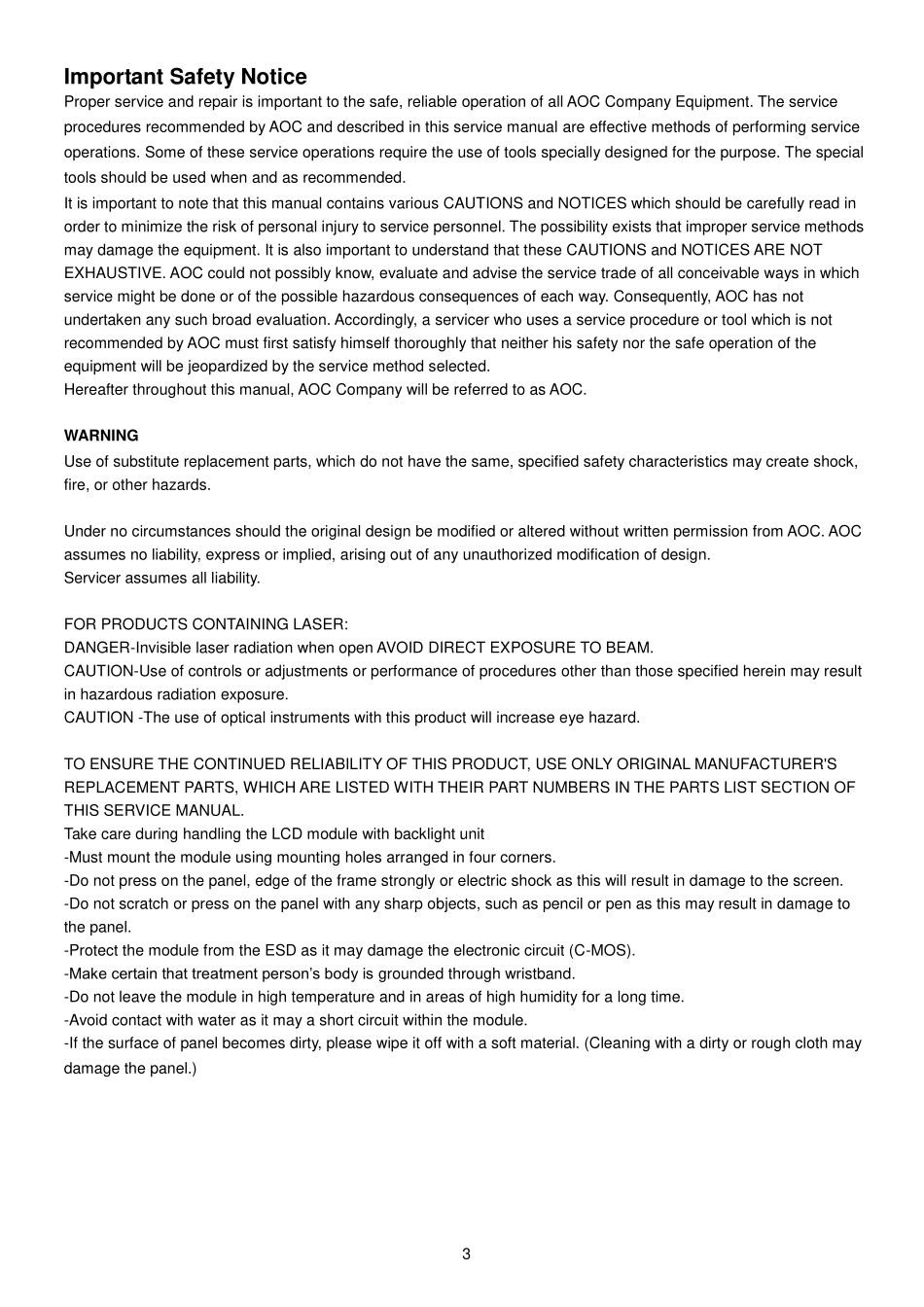 AOC冠捷E2050Sw液晶显示器维修手册_E2050Sw.pdf_第3页