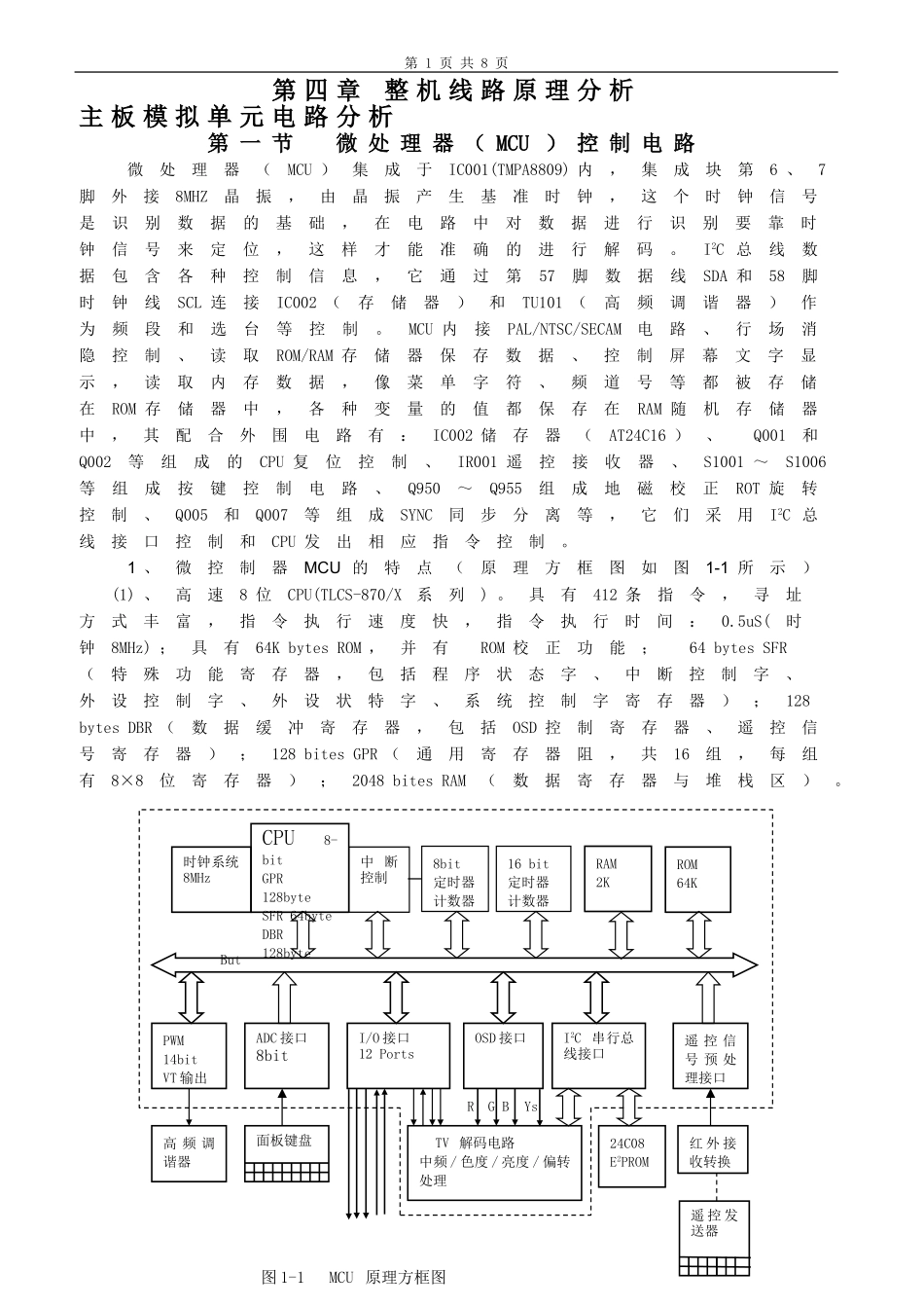 第四章 整机原理分析及信号流程介绍_第一节 微处理器（MCU）控制电路.doc_第1页