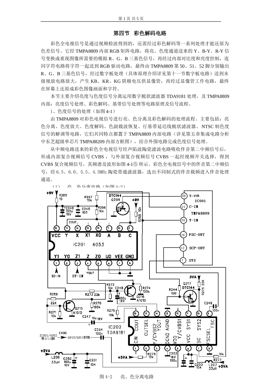 第四章 整机原理分析及信号流程介绍_第四节 彩色解码电路.doc_第1页