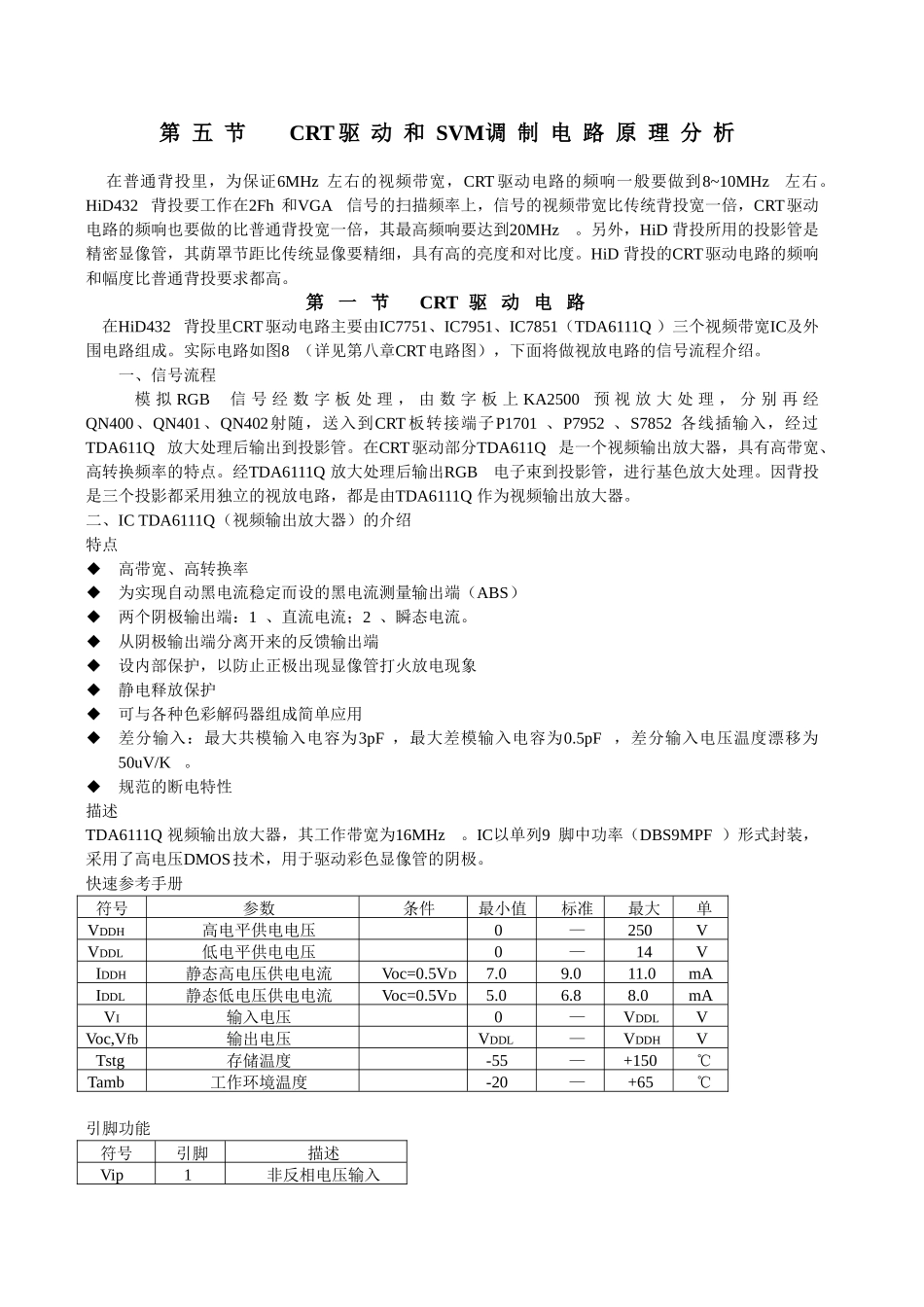 第三章 整机x线路原理分析_第五节 CRT驱动和SVM调制电路原理分析.doc_第1页