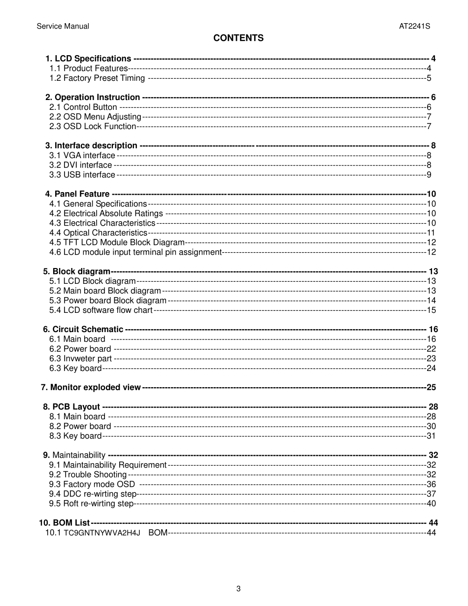 AOC冠捷AT2241S液晶显示器维修手册_冠捷AT2241S.pdf_第3页