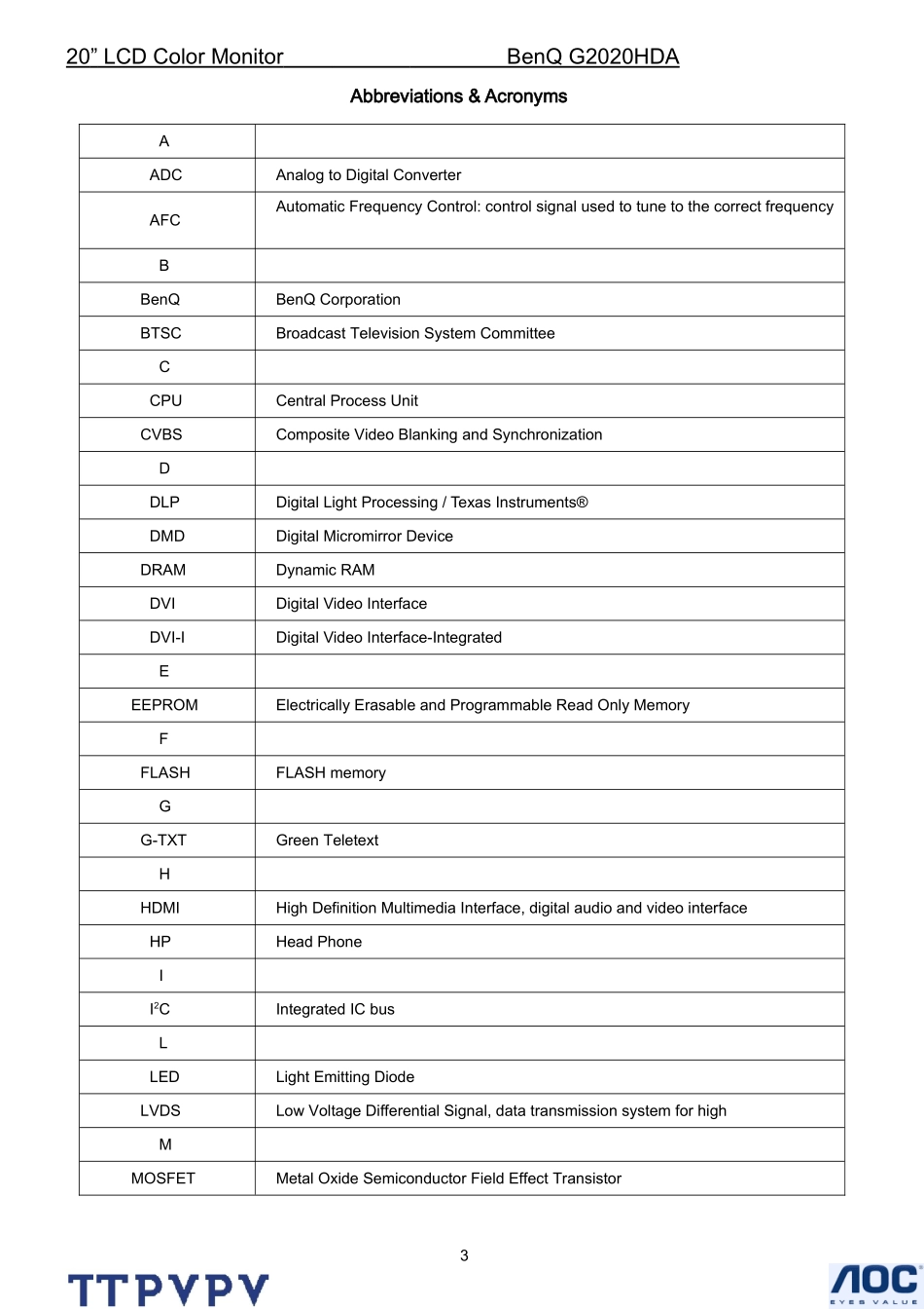 明基G2020HDA液晶显示器维修手册_明基-G2020HDA-英文维修手册.doc_第3页