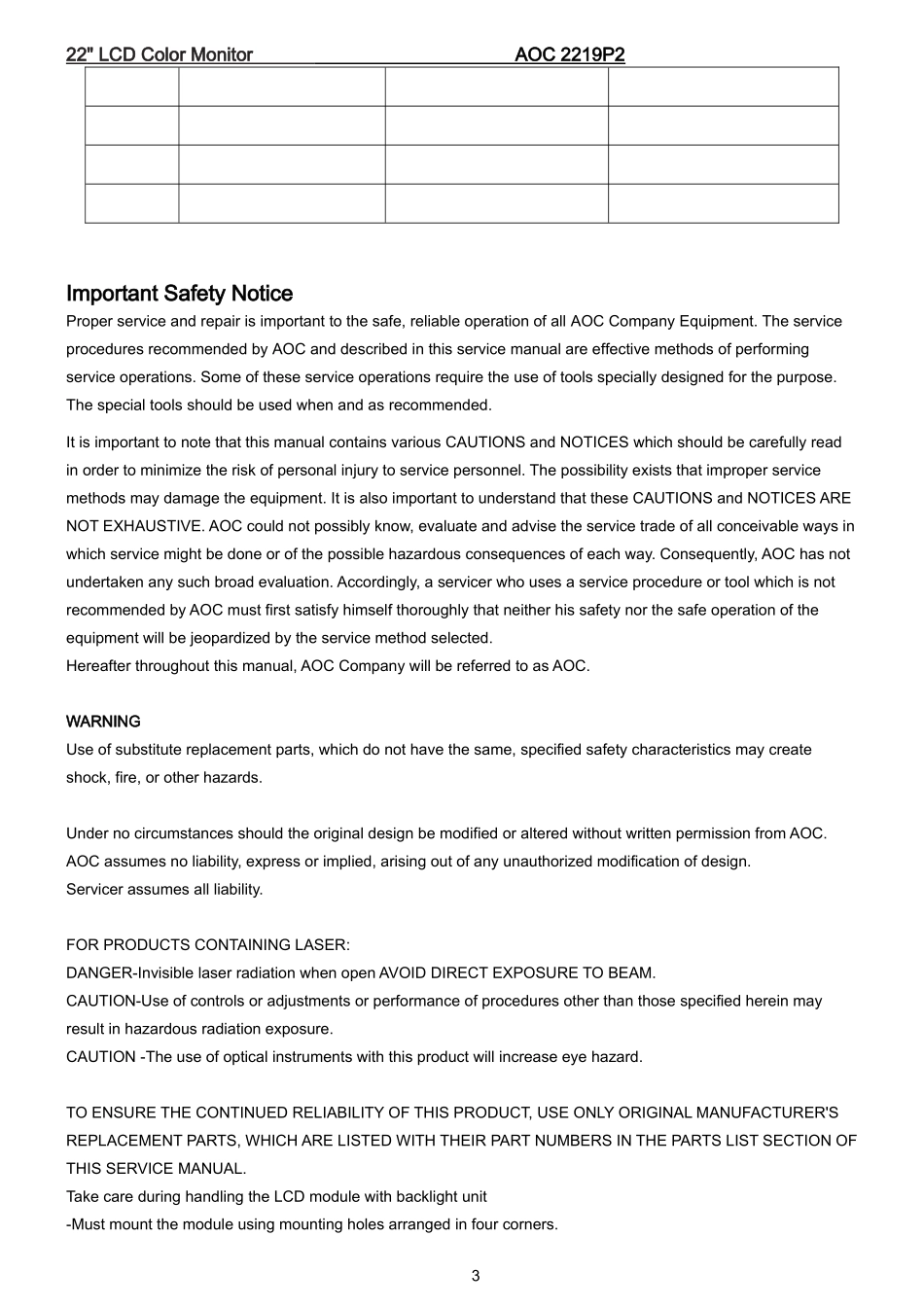AOC 2219P2液晶显示器维修手册_AOC-2219P2-英文维修手册.doc_第3页