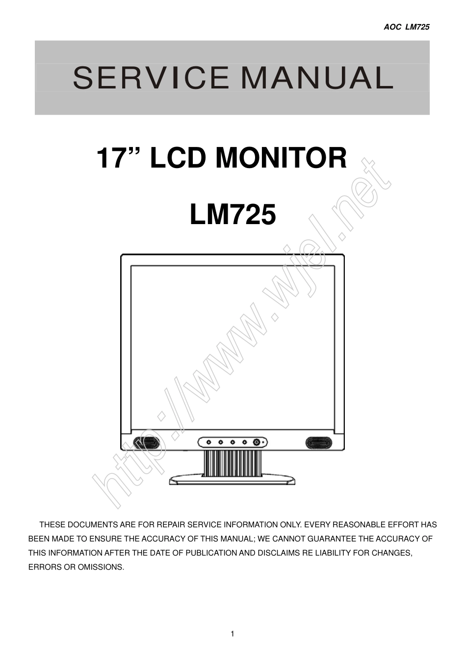 AOC LM725液晶显示器维修手册_AOC_LM725.pdf_第1页