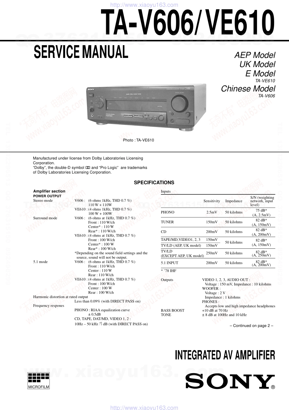 索尼SONY TA-VE610电路图.pdf_第1页