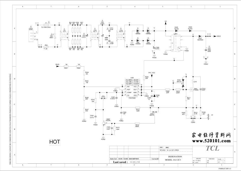 乐华液晶电视40-A112C3-PWD1XG电源板电路图.pdf_第1页