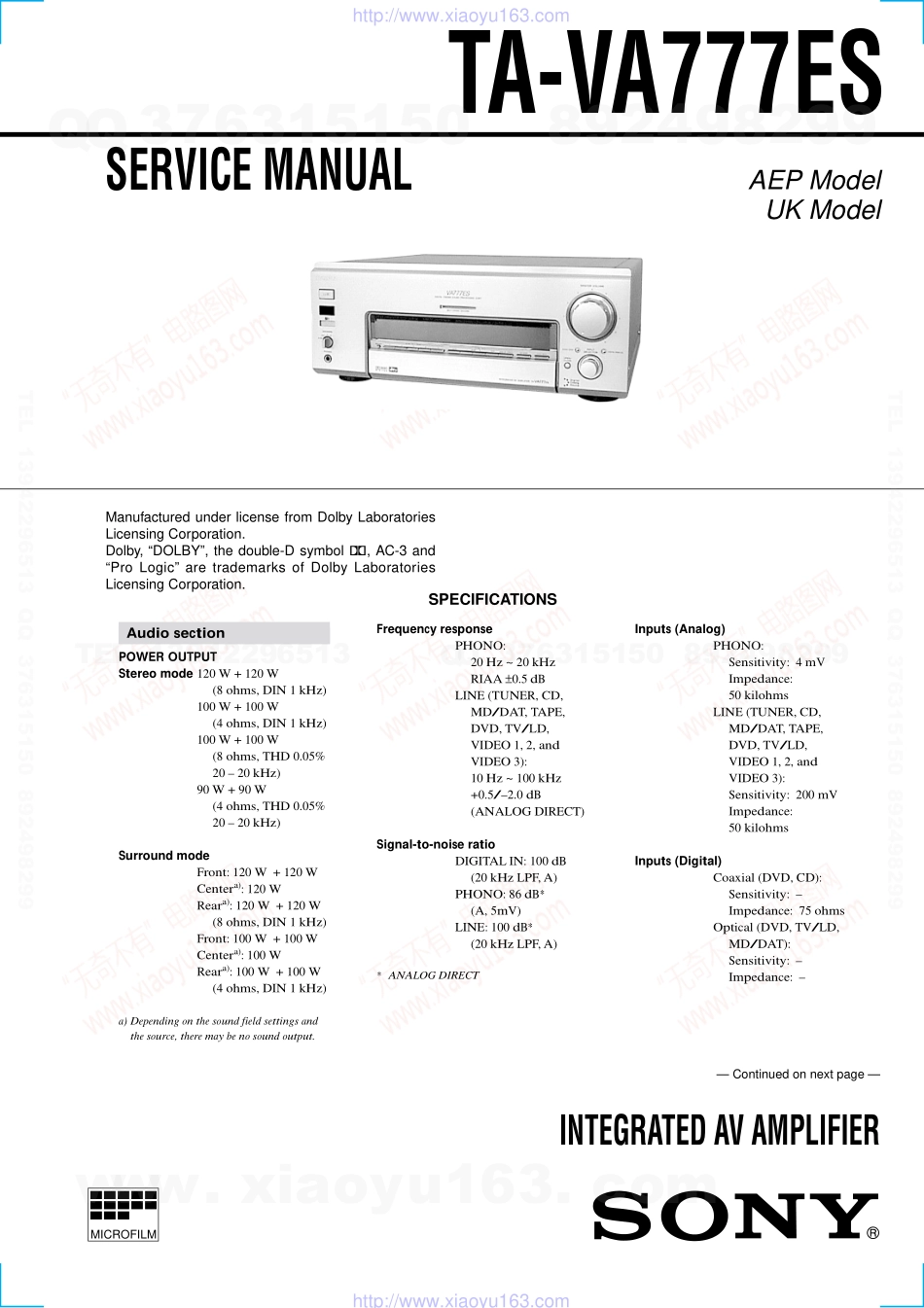 索尼SONY TA-VA777ES电路图.pdf_第1页