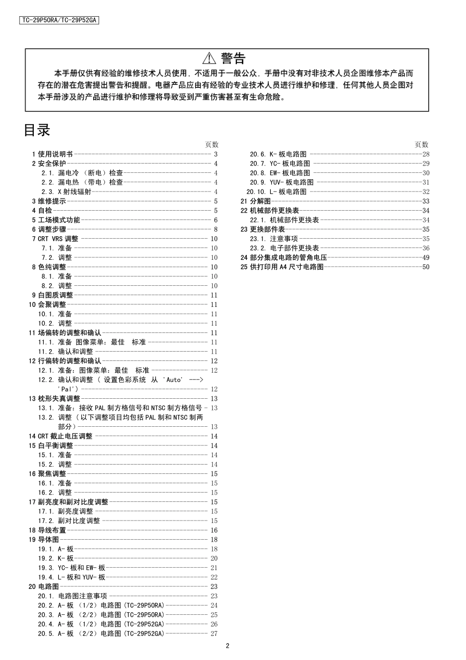 松下TC-29P52GA彩电维修手册.pdf_第2页