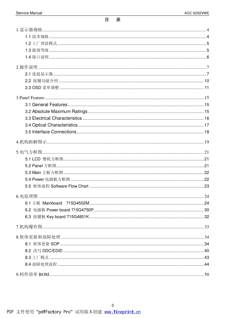 AOC I2252VWE液晶显示器维修手册_AOC_I2252VWE.pdf_第3页