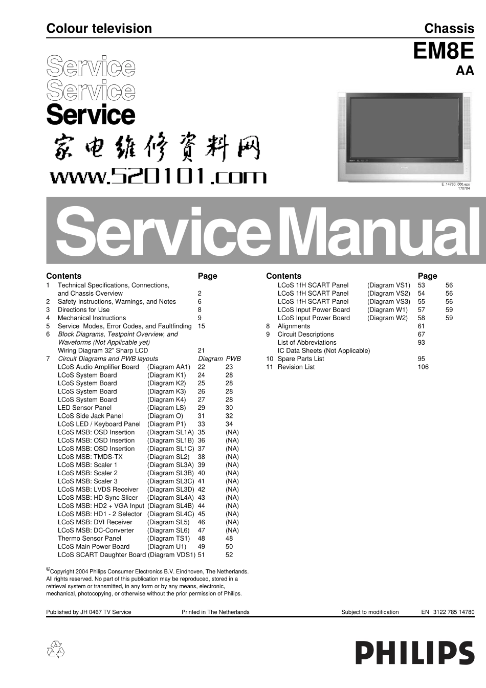 飞利浦EM8E-AA机芯维修手册_飞利浦EM8E-AA机芯.pdf_第1页