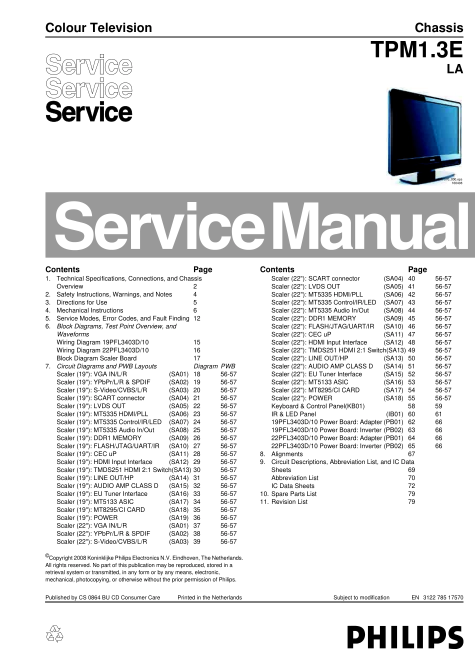 飞利浦TPM1.3E LA机芯维修手册_TPM1.3E LA.pdf_第1页