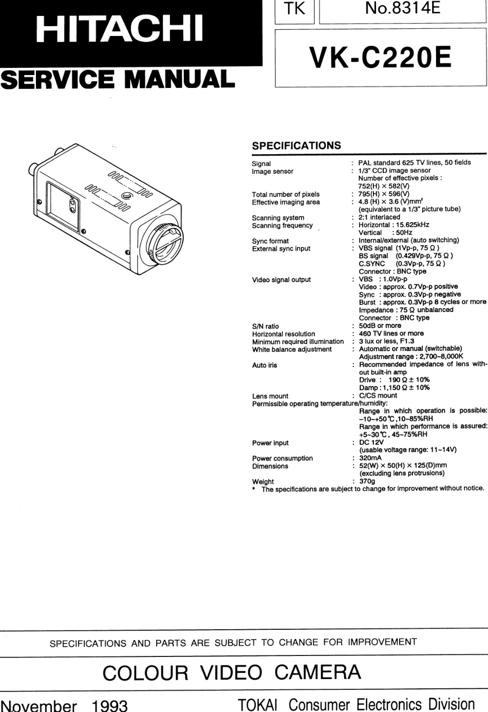 HITACHI(日立)VK-C220彩色摄像头维修手册_VK-C220-Service Manual.pdf_第1页