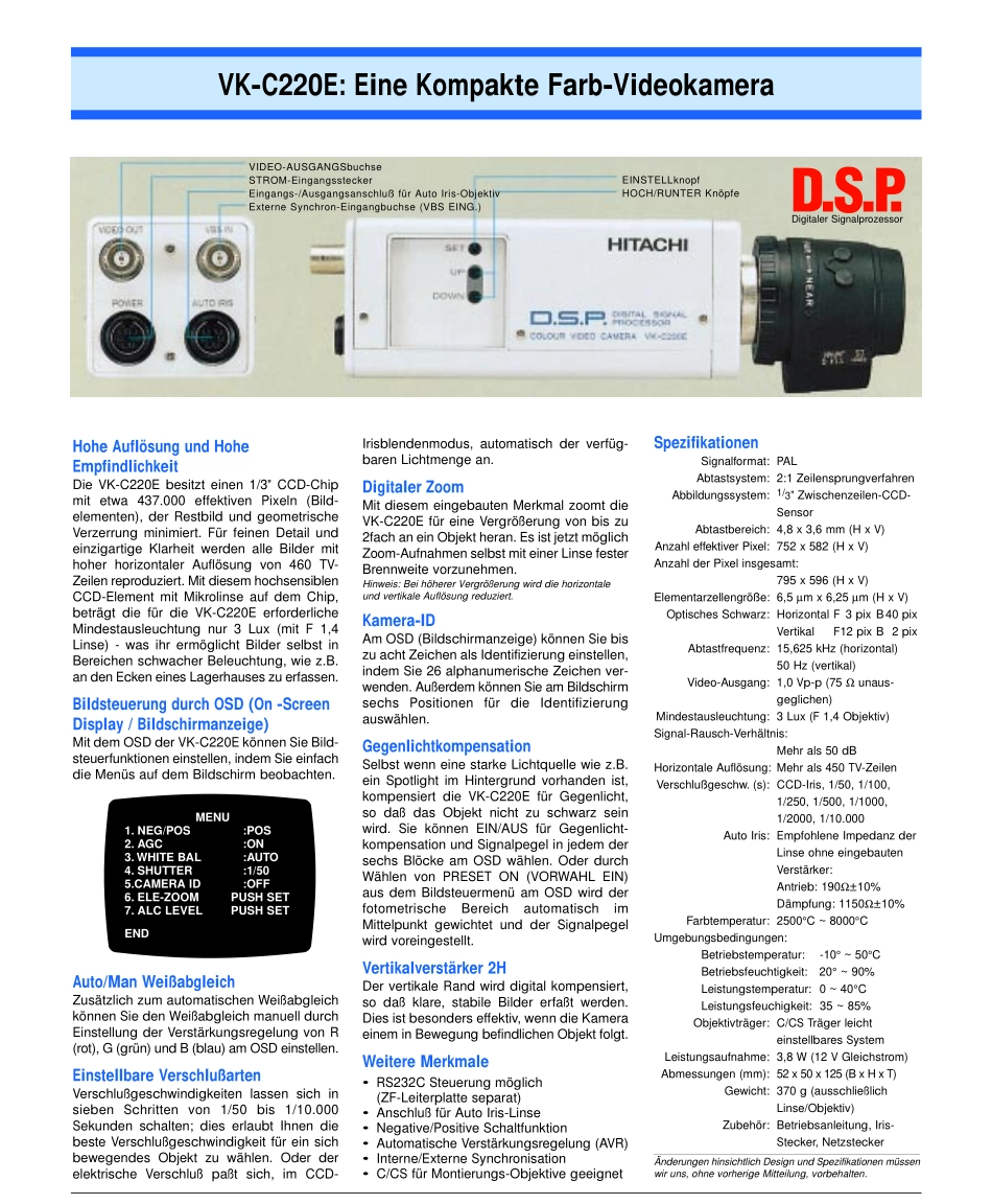 HITACHI(日立)VK-C220彩色摄像头维修手册_vk-c220e-datasheet.pdf_第2页