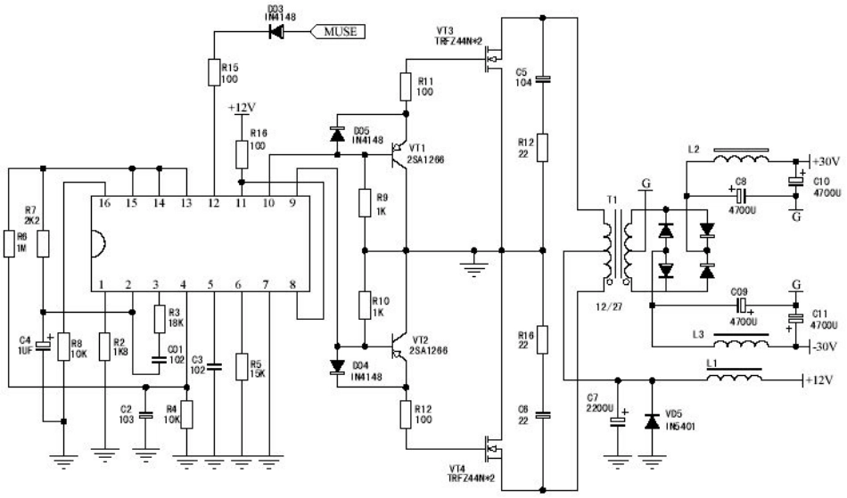 汽车音响电源DC 12V转DC±30V变换器电路图.pdf_第1页