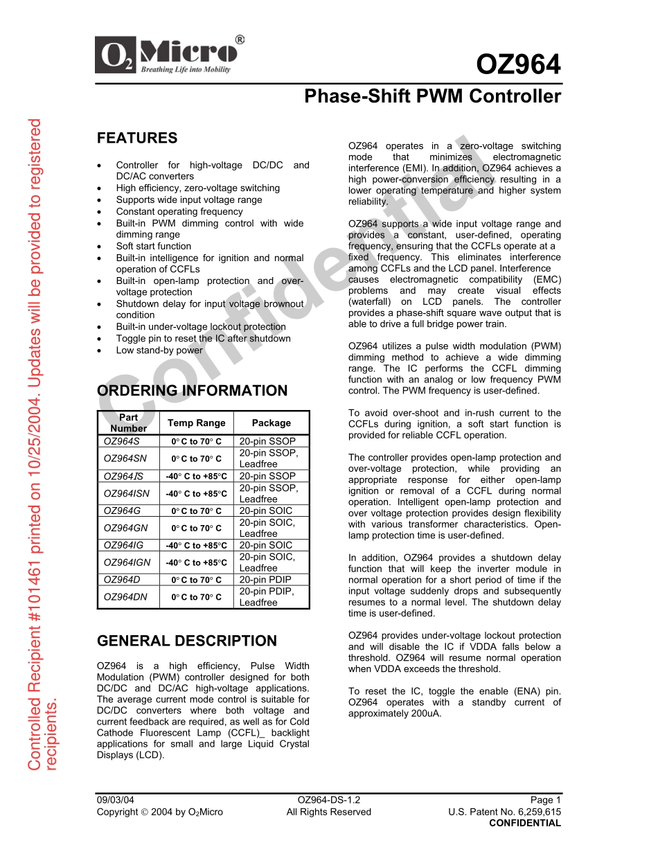 奇美V315B1-L01屏IC资料_OZ964GN资料.pdf_第2页