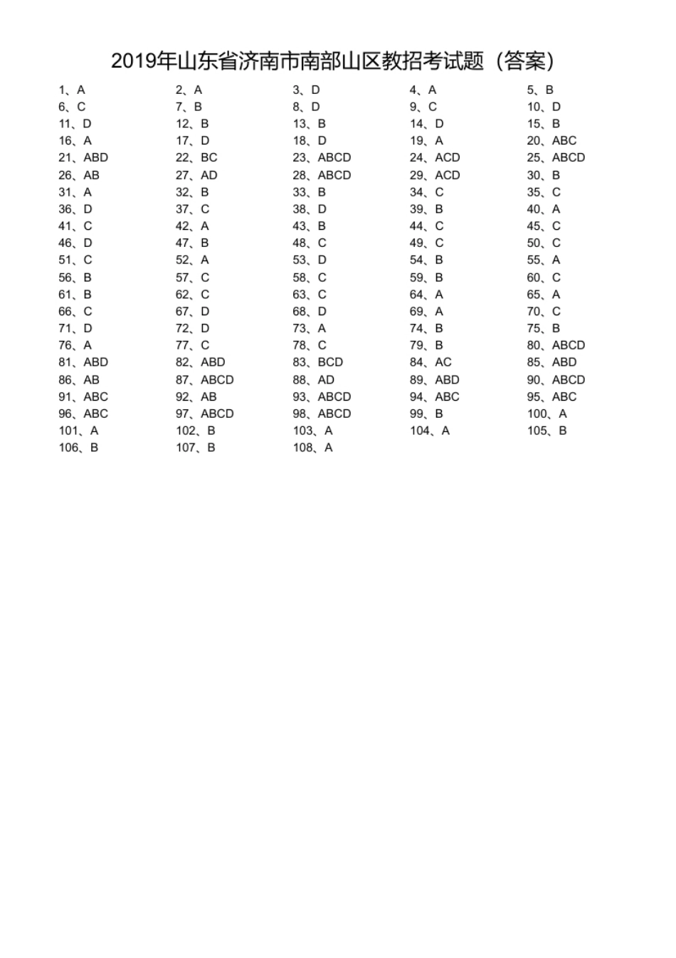 2019年山东省济南市南部山区教招考试题.pdf_第1页