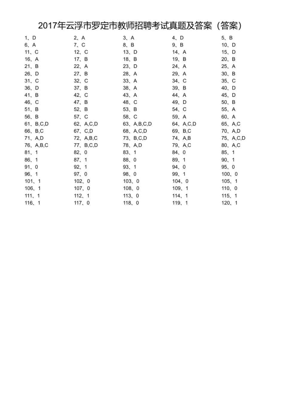 2017年云浮市罗定市教师招聘考试真题及答案.pdf_第1页