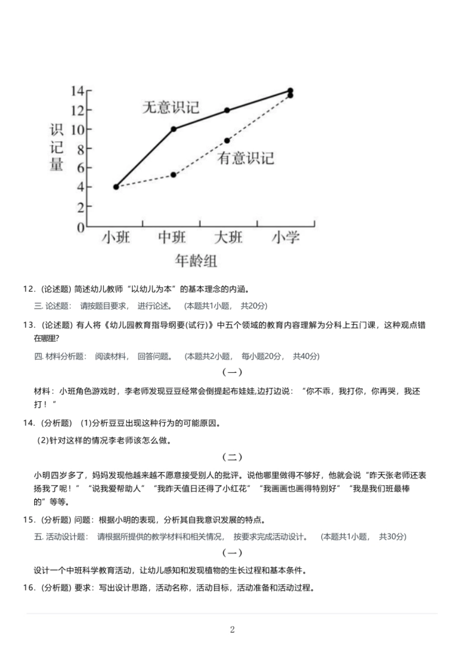 2023年上半年教师资格证考试《保教知识与能力》（幼儿园）题.pdf_第2页