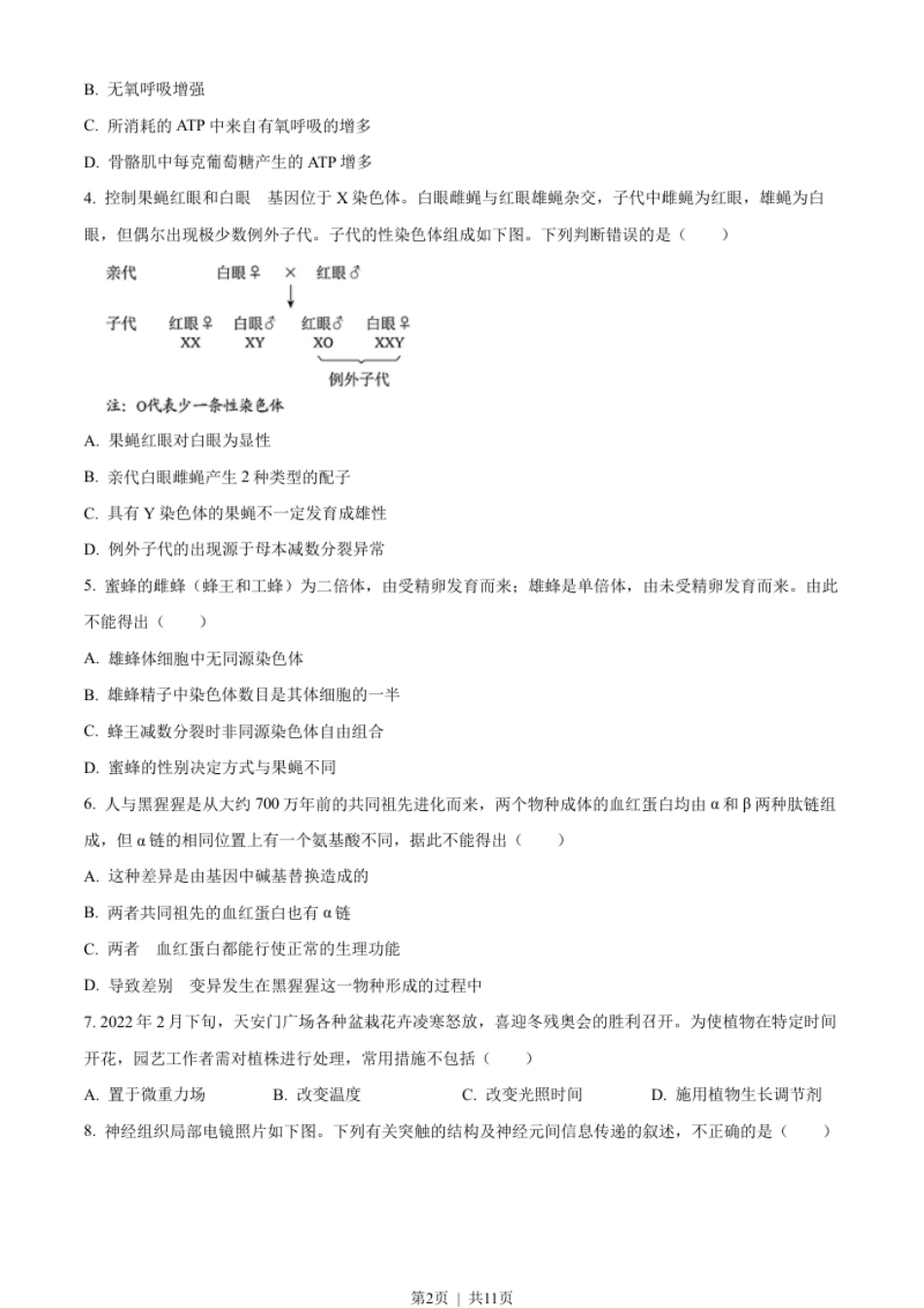 2022年高考生物试卷（北京）（空白卷）.pdf_第2页