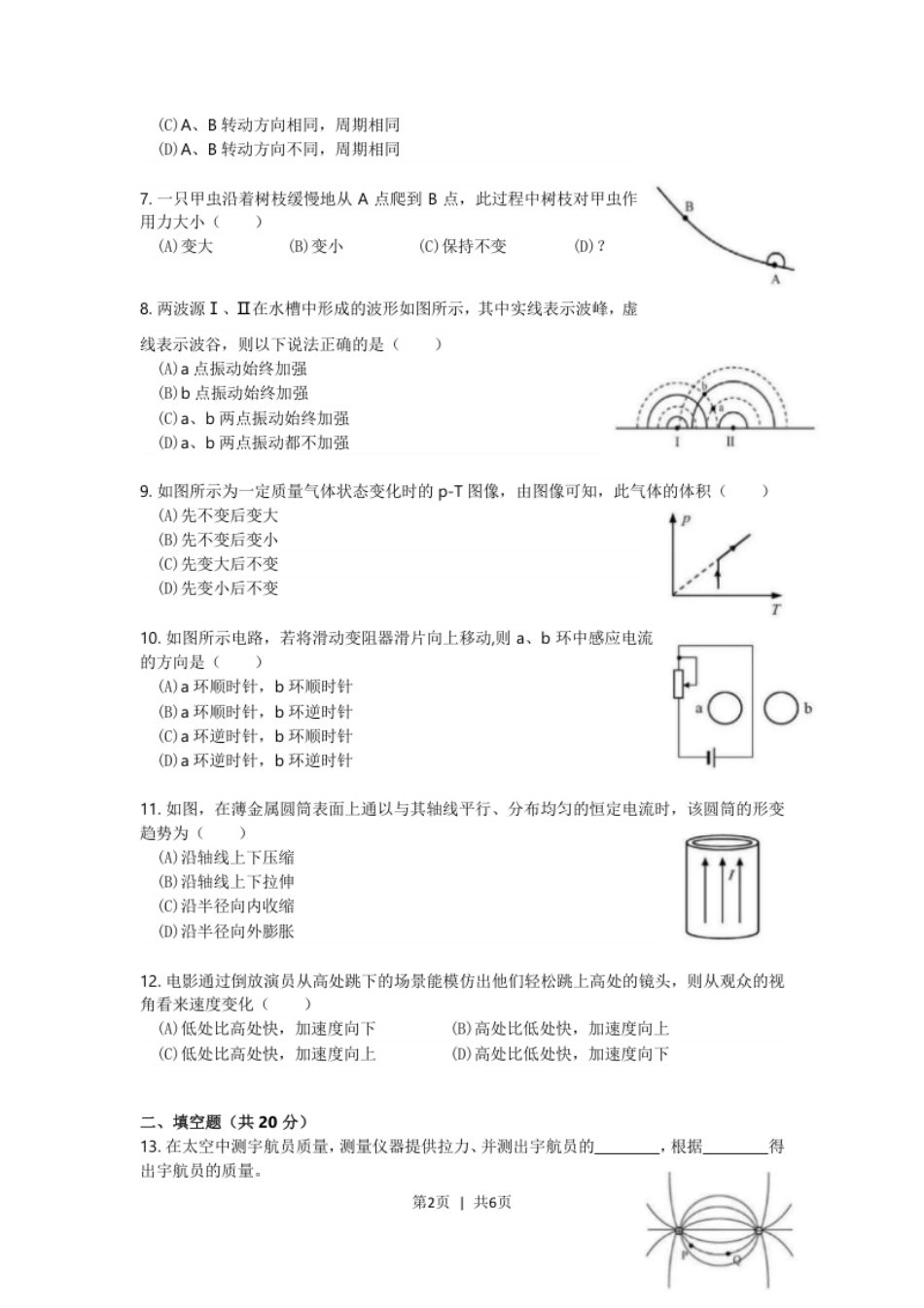 2019年高考物理试卷（上海）（空白卷）.pdf_第2页