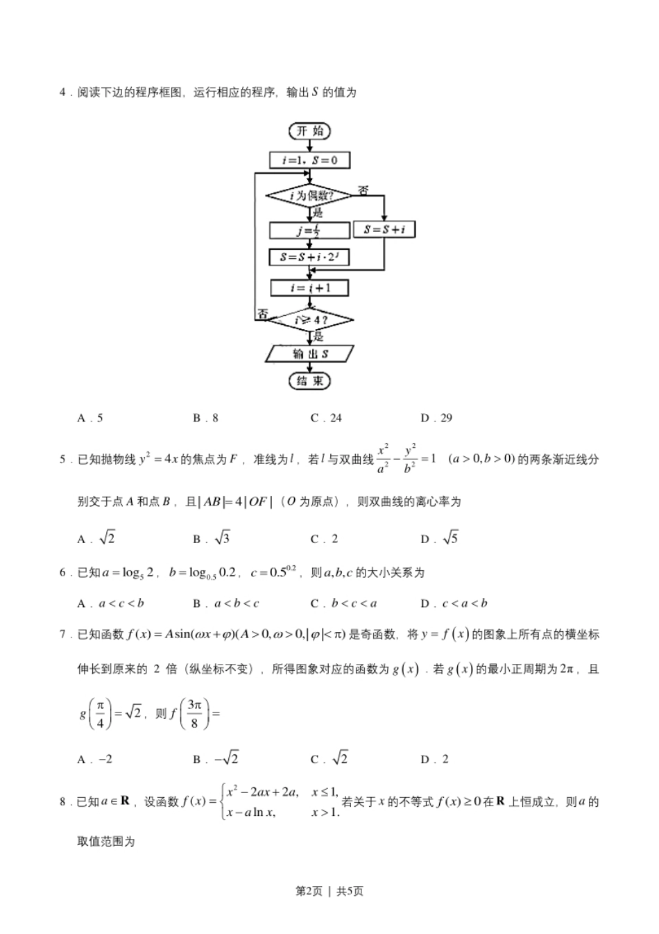 2019年高考数学试卷（理）（天津）（空白卷）.pdf_第2页