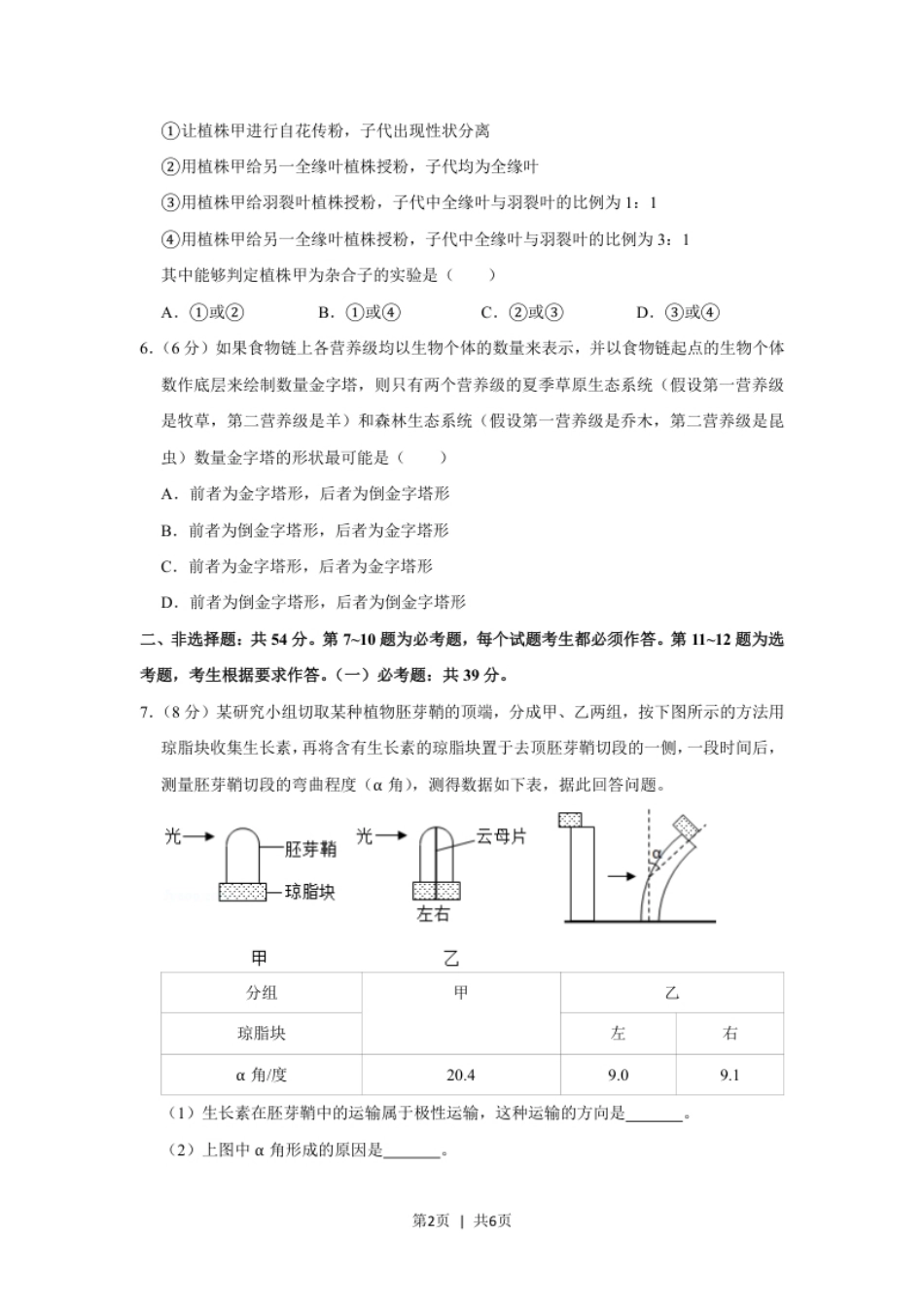 2019年高考生物试卷（新课标Ⅱ）（空白卷）.pdf_第2页