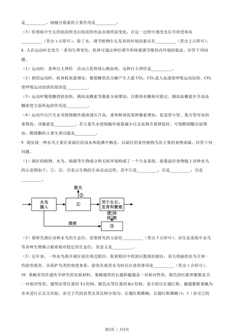 2023年高考生物试卷（新课标）（空白卷）.pdf_第3页