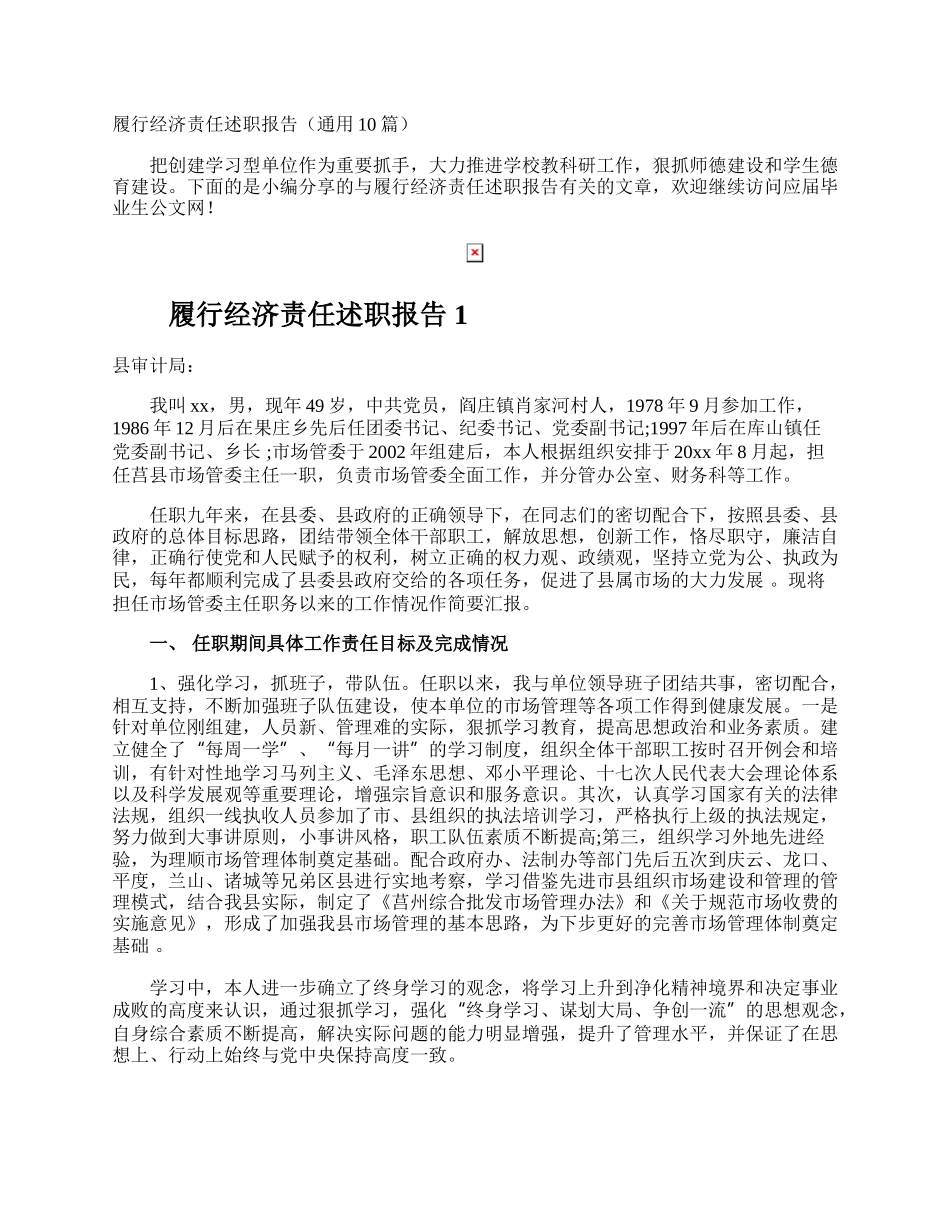 履行经济责任述职报告.docx_第1页