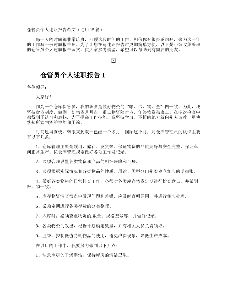 仓管员个人述职报告.docx_第1页