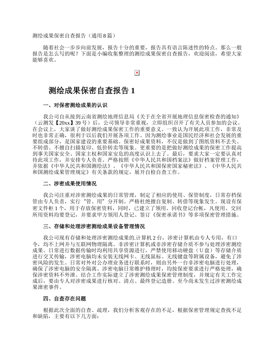 测绘成果保密自查报告.docx_第1页