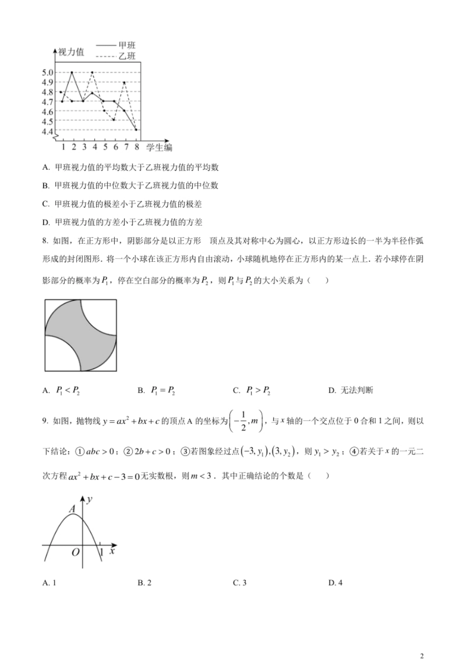 精品解析：2023年山东省烟台市中考数学真题（原卷版）.pdf_第2页