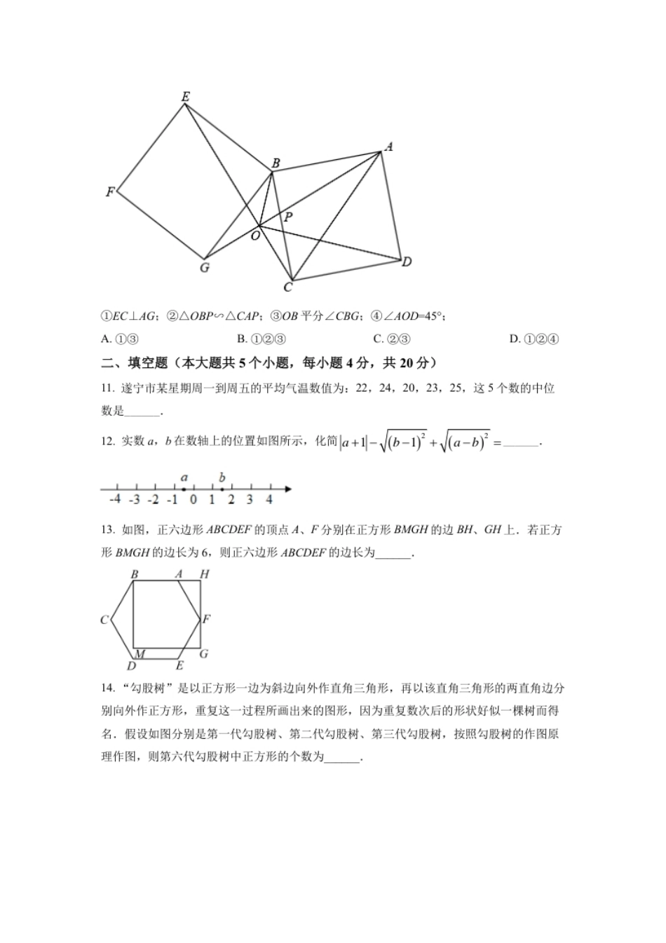 精品解析：2022年四川省遂宁市中考数学真题（原卷版）.pdf_第3页