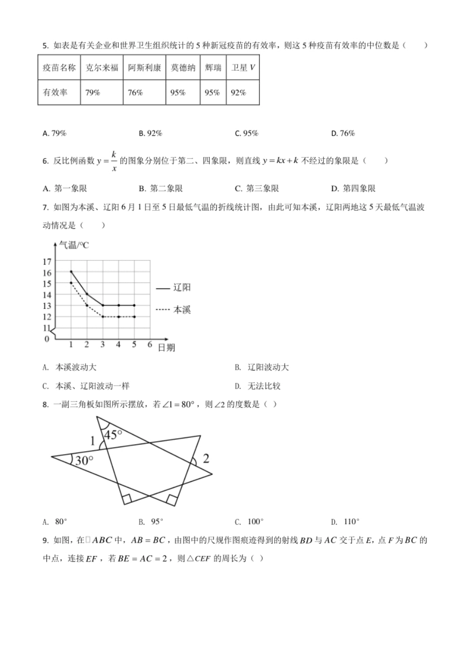 辽宁省本溪市2021年中考数学真题（原卷版）.pdf_第2页