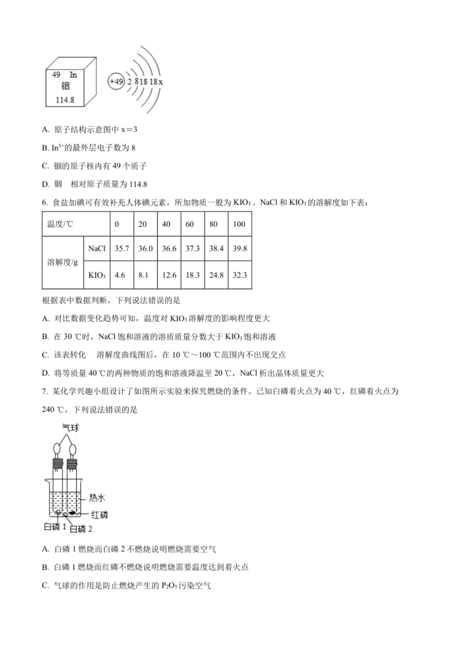 精品解析：2022年四川省绵阳市中考化学真题（原卷版）.pdf_第2页