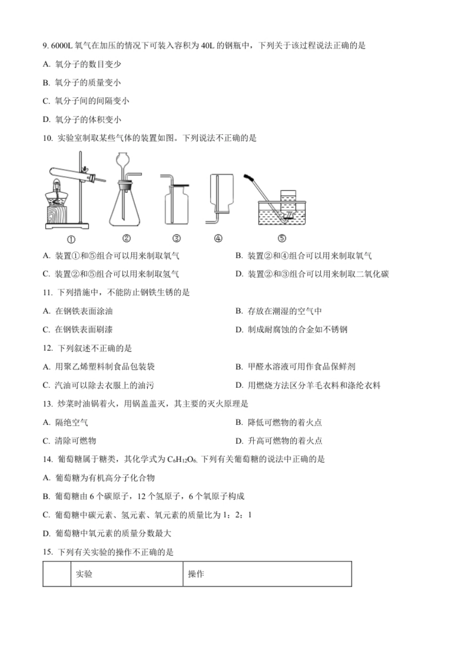 精品解析：2022年江苏省南京市中考化学真题（原卷版）.pdf_第2页