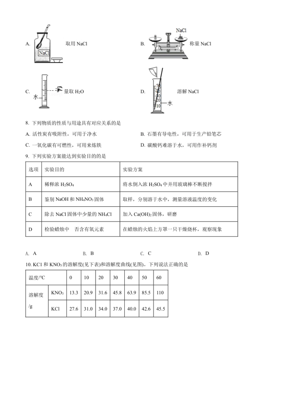 精品解析：2022年江苏省连云港市中考化学真题（原卷版）.pdf_第2页