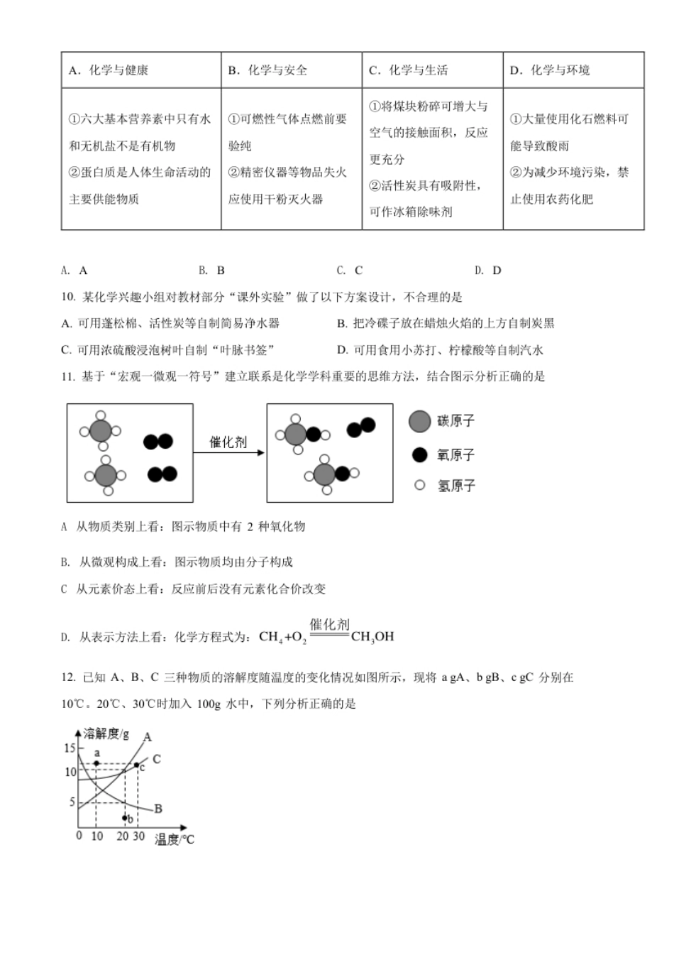 精品解析：2022年湖南省岳阳市中考化学真题（原卷版）.pdf_第3页