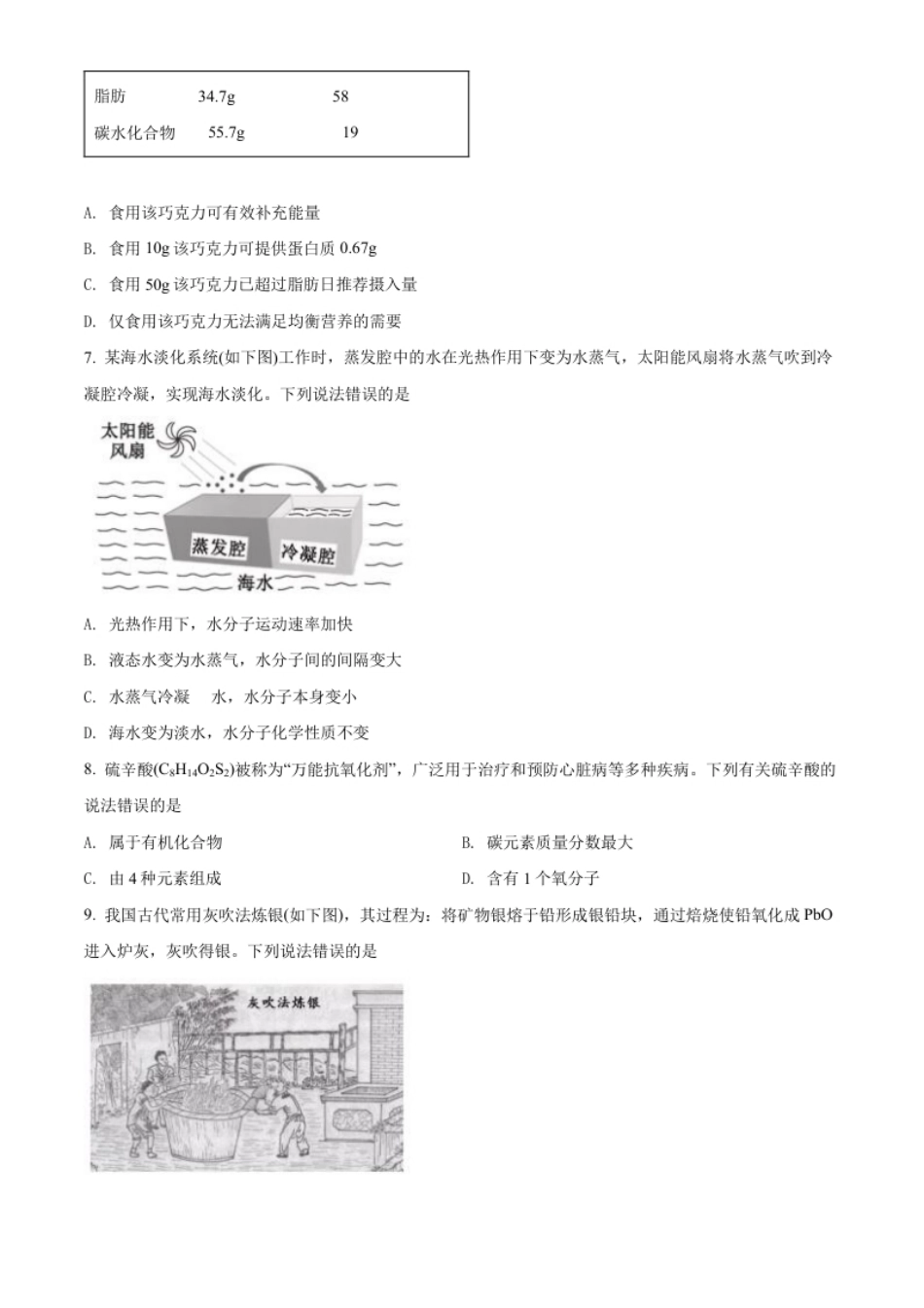 精品解析：2022年福建省中考化学真题（原卷版）.pdf_第2页