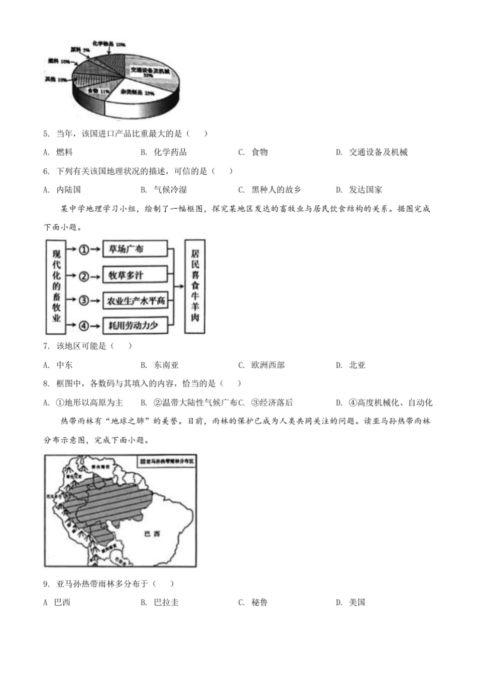 精品解析：2022年湖南省岳阳市中考地理真题（原卷版）.pdf_第2页