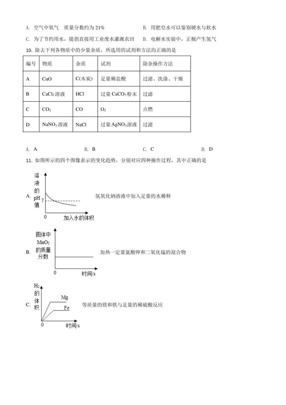 四川省眉山市2021年中考化学试题（原卷版）.pdf_第3页