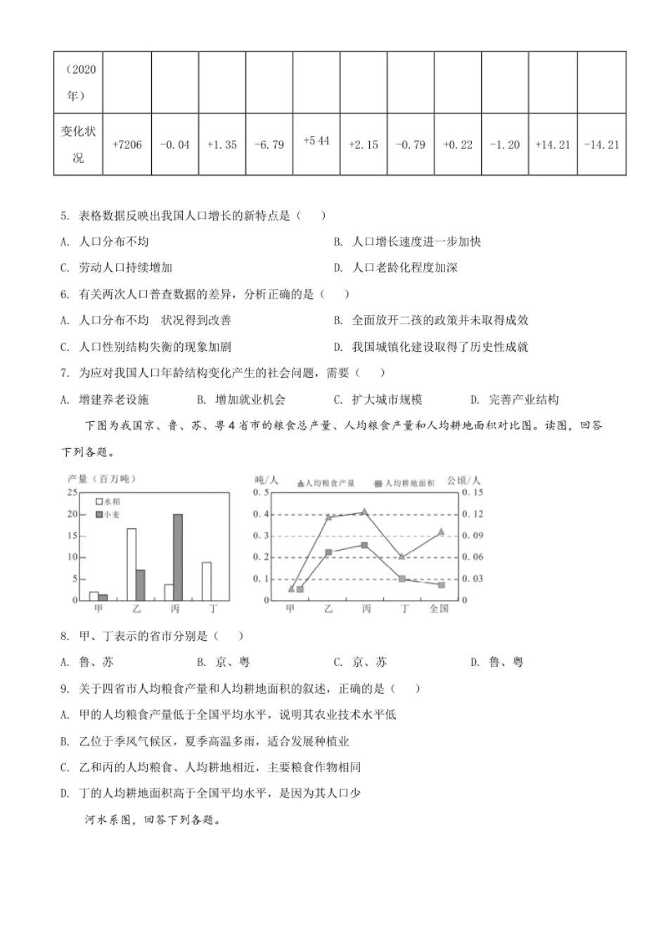 湖北省荆门市2021年中考地理真题（九年级）（原卷版）.pdf_第3页