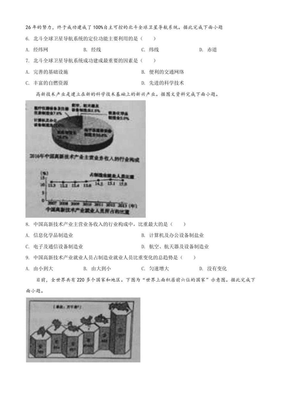 精品解析：山西省阳泉市2020年中考地理试题（原卷版）.pdf_第2页