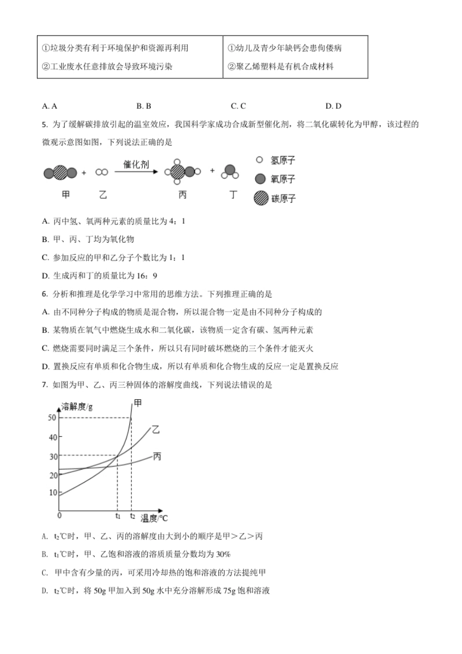 湖北省黄冈市2021年中考化学试题（原卷版）.pdf_第2页