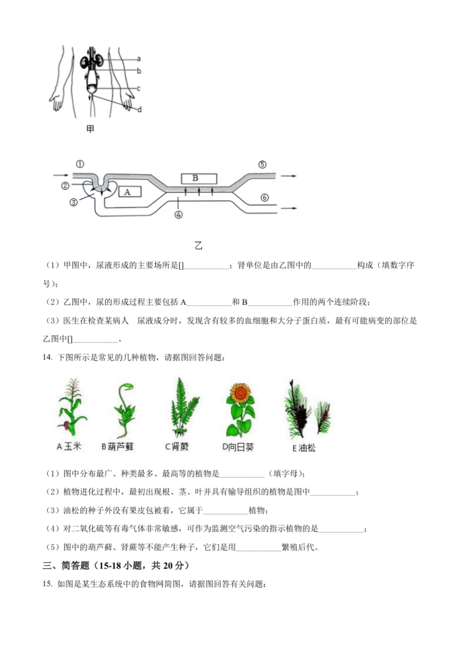 精品解析：2022年辽宁省本溪市中考生物真题（原卷版）.pdf_第3页