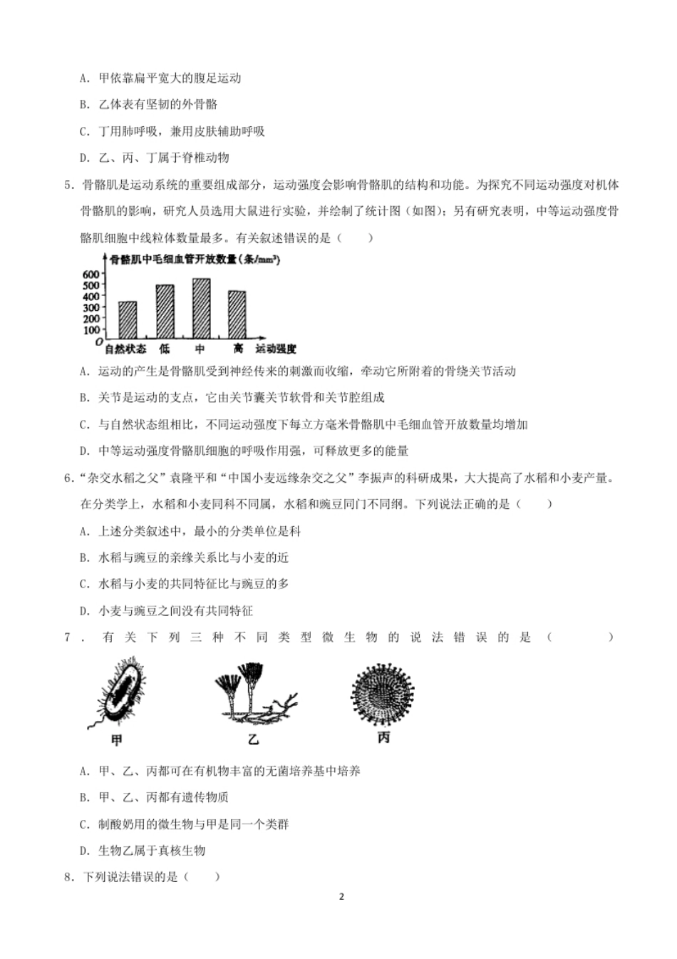 2021年山东省菏泽市中考生物真题（word，解析版）.pdf_第2页