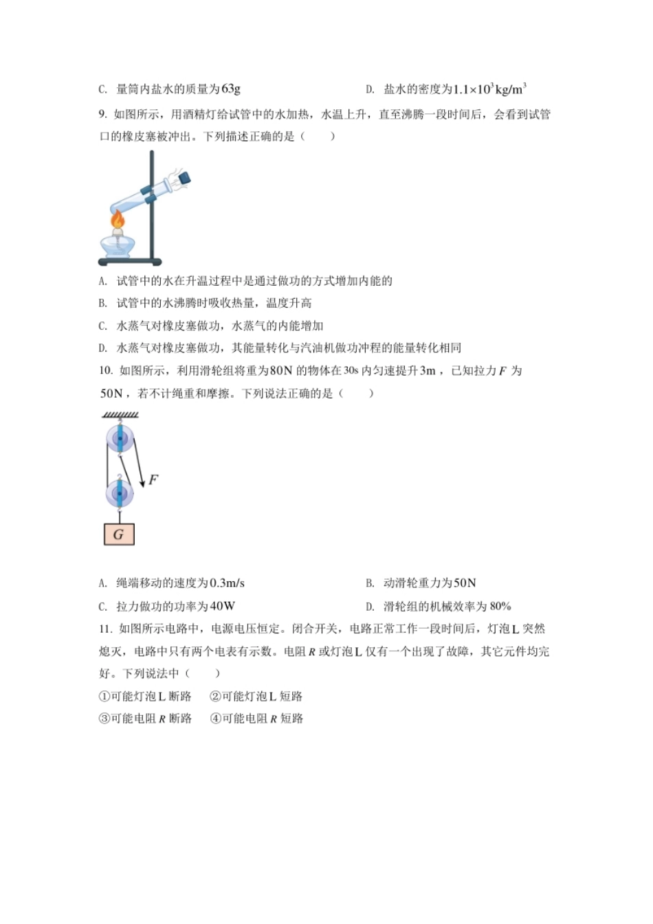 精品解析：2022年山东省泰安市中考物理真题（原卷版）.pdf_第3页